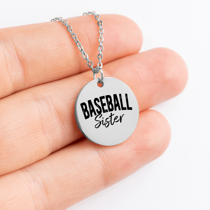Baseball Sister Rustic Design Coin Necklace