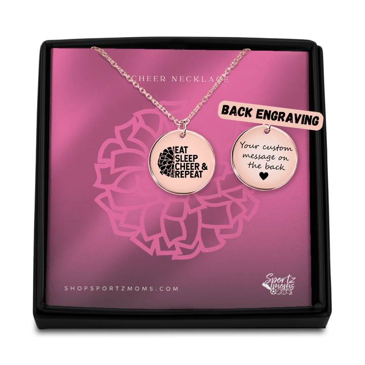 Eat Sleep Cheer &amp; Repeat Coin Necklace