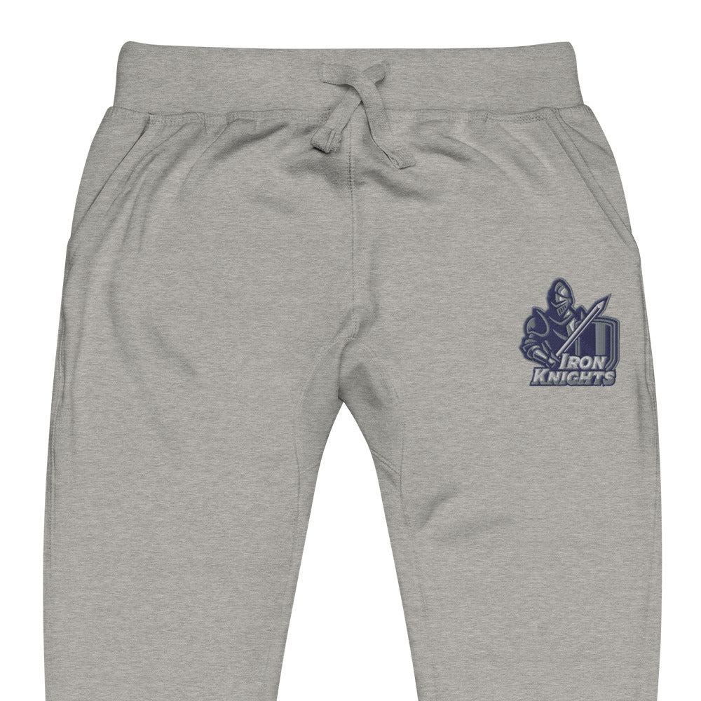 Iron Knights Adult Unisex Joggers in Carbon Grey &amp; White w/EMBROIDERED Knight Logo