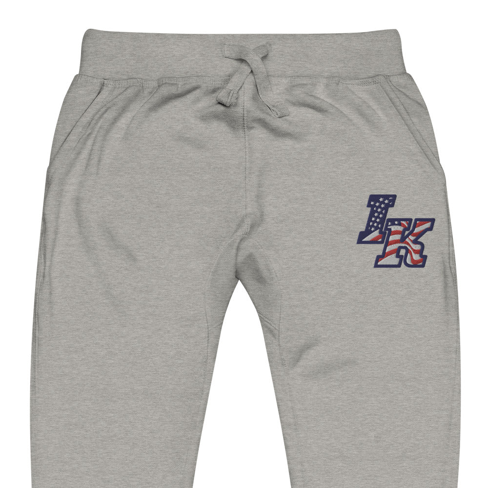 Iron Knights Adult Unisex Joggers in Carbon Grey &amp; White w/EMBROIDERED Flag Logo