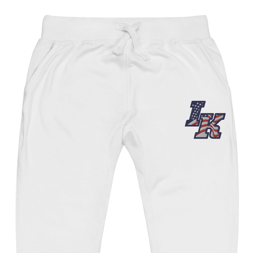 Iron Knights Adult Unisex Joggers in Carbon Grey &amp; White w/EMBROIDERED Flag Logo